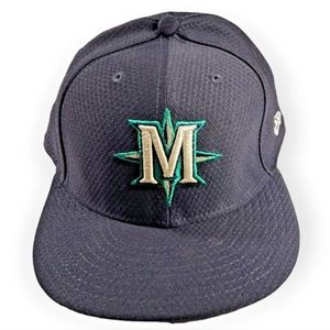 Seattle Mariners New Era 59Fifty Authentic MLB Fitted Hat Cap Size 7 7/8 Navy